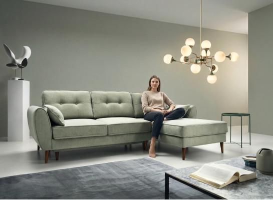 Sofy Design Narożnikowa kanapa L-shape Meble Łóżko Cechy Włókienniczy Skóra rozkładana sofa
