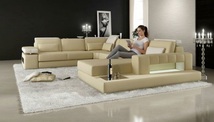 Narożnikowa kanapa Kształt U Żywy krajobraz Sofa Kanapa Podkładka Narożnik Sofa Materiał Sofy Skóra