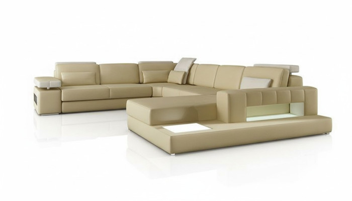 Narożnikowa kanapa Kształt U Żywy krajobraz Sofa Kanapa Podkładka Narożnik Sofa Materiał Sofy Skóra