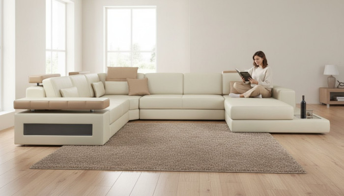 U Form Narożnikowa kanapa Kanapa Podkładka Duża xxl Sofy Kanapy Sofa Żywy krajobraz Nowy
