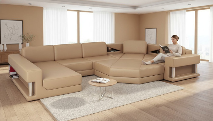 Żywy krajobraz Design Nowoczesna Sofa Narożnikowa kanapa Sofa Kształt U Sofa Skórzana Kanapa Włókienniczy Nowość