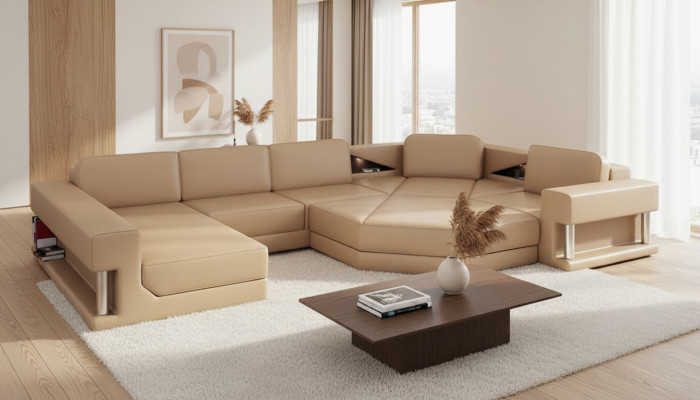 Żywy krajobraz Design Nowoczesna Sofa Narożnikowa kanapa Sofa Kształt U Sofa Skórzana Kanapa Włókienniczy Nowość