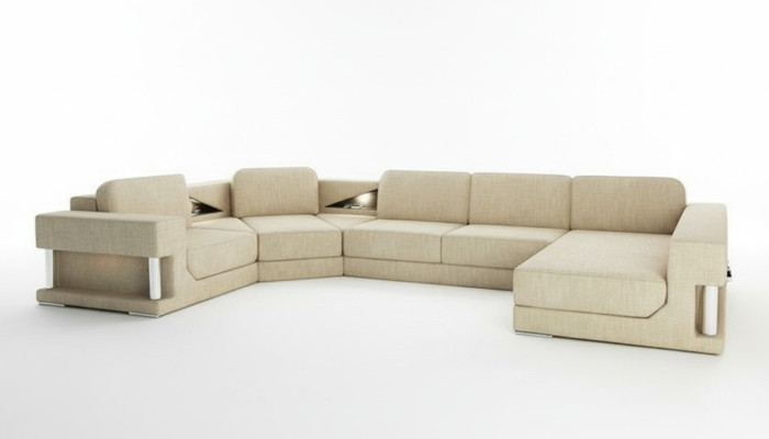 Narożnikowa kanapa Funkcja łóżka Modern Design Sofa Włókienniczy Materiał Kształt U Couch Żywy krajobraz