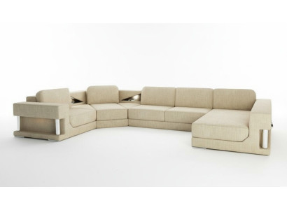 Narożnikowa kanapa Funkcja łóżka Modern Design Sofa Włókienniczy Materiał Kształt U Couch Żywy krajobraz
