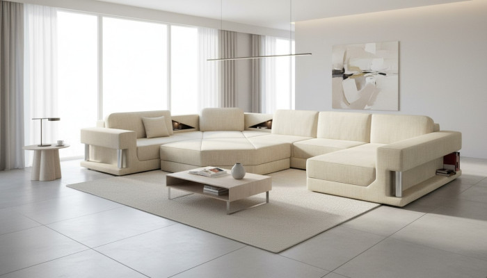 Kształt U Sofa Couch Design Couch Włókienniczy Modern Podkładka Nowy Żywy krajobraz Narożnikowa kanapa