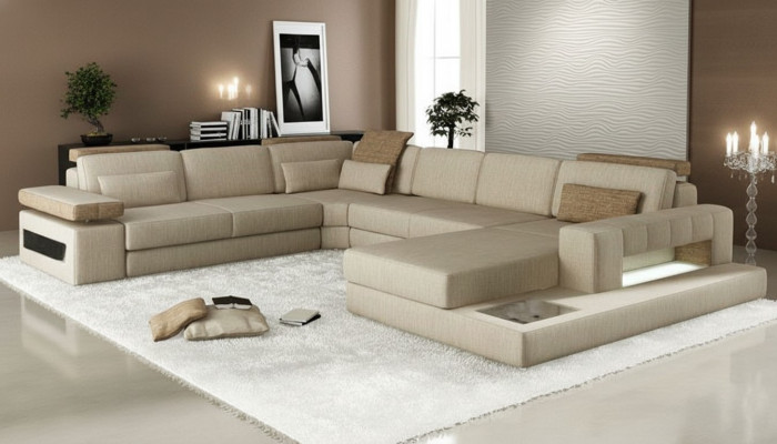 Żywy krajobraz U Form Narożnikowa kanapa Sofa Couch Podkładka Narożnik Piękny materiał XXL