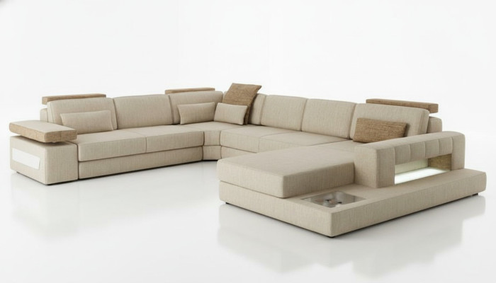 Żywy krajobraz U Form Narożnikowa kanapa Sofa Couch Podkładka Narożnik Piękny materiał XXL