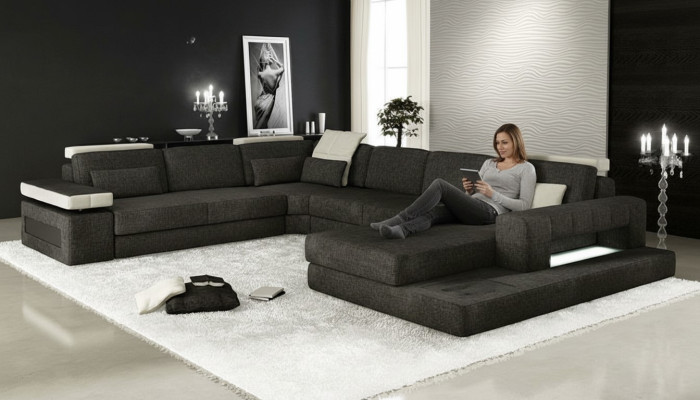Living Landscapes Narożnikowa kanapa kanapa tkanina skórzana Podkładka Narożnik sofa w kształcie U nowa