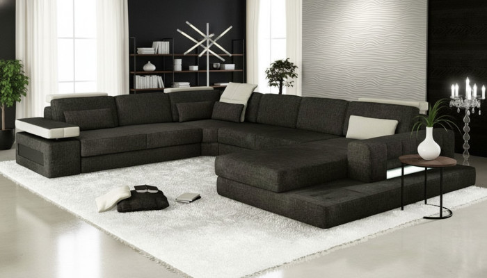 Living Landscapes Narożnikowa kanapa kanapa tkanina skórzana Podkładka Narożnik sofa w kształcie U nowa