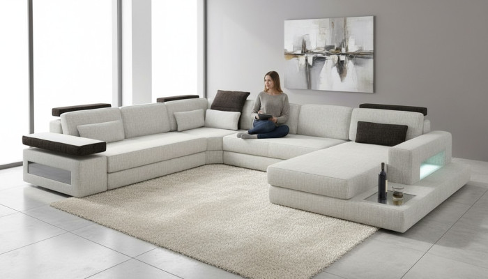 Sofa tekstylna Sofa Żywy krajobraz kształt U Design Nowoczesna sofa Narożnik Sofy Design