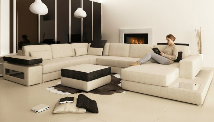 XXL Żywy krajobraz Sofa Sofa Podkładka Sofa Narożnik Designer Kształt U Narożnikowa kanapa Nowość