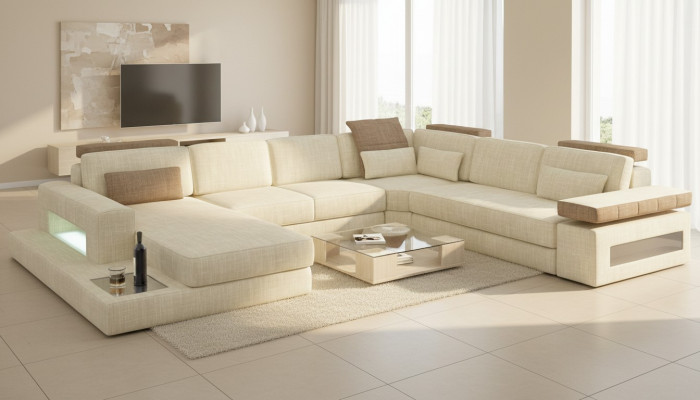 Kształt U funkcji łóżka Couch Design Podkładka Włókienniczy Narożnik Żywy krajobraz Narożnikowa kanapa Material