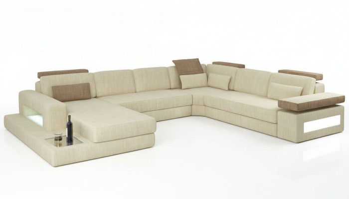 Kształt U funkcji łóżka Couch Design Podkładka Włókienniczy Narożnik Żywy krajobraz Narożnikowa kanapa Material