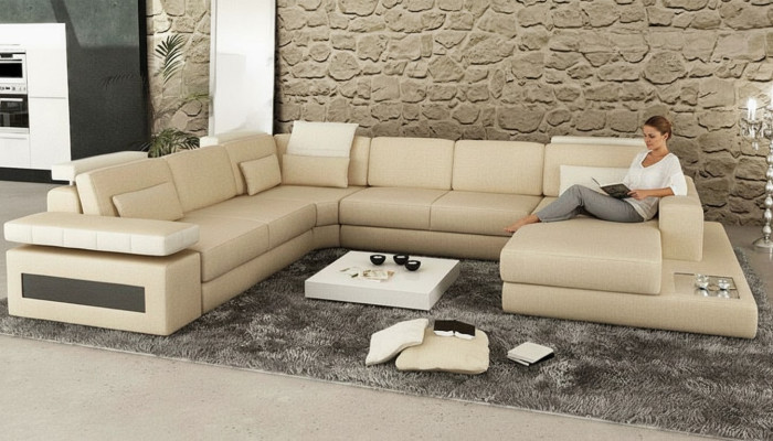 Designerska kanapa U Shape Narożnikowa kanapa Podkładka Kanapa Skóra Żywy krajobraz New