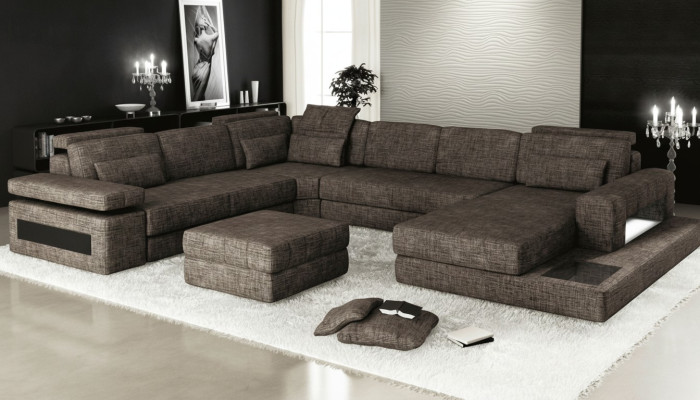 Narożnikowa kanapa Materiał Kształt U Couch Design Podkładka Włókienniczy Narożnik Żywy krajobraz Funkcja łóżka