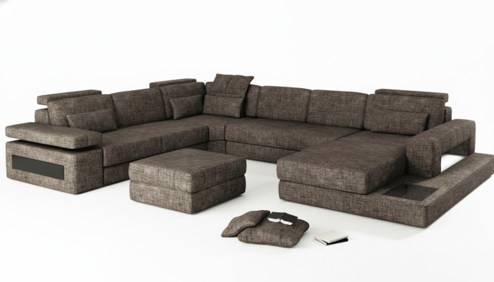 Narożnikowa kanapa Materiał Kształt U Couch Design Podkładka Włókienniczy Narożnik Żywy krajobraz Funkcja łóżka