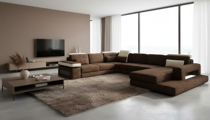 Kształt U Couch Design Podkładka Narożnik Nowoczesne sofy Włókienniczy Żywy krajobraz Narożnikowa kanapa Materiał