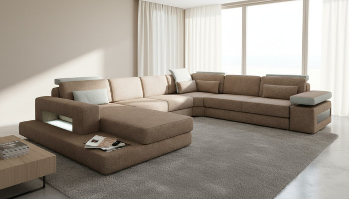 U Shape Podkładka Kanapy Włókienniczy Design Couch Narożnikowa kanapa Żywy krajobraz Sofa Nowość