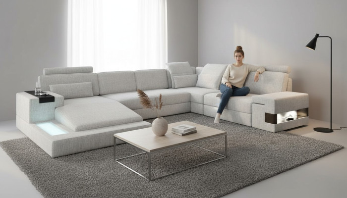Narożnikowa kanapa Żywy krajobraz Sofa Kanapa U Shape Podkładka Couchen Włókienniczy Design Meble Nowość