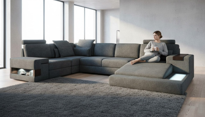 Okrągły Narożnik Sofa Podkładka xxl Big Kształt U Couchen Żywy krajobraz U Shape Sofy Nowość