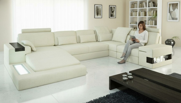 Narożnikowa kanapa Kształt U Couch Design Podkładka Włókienniczy New Żywy krajobrazu funkcja łóżka Materiał