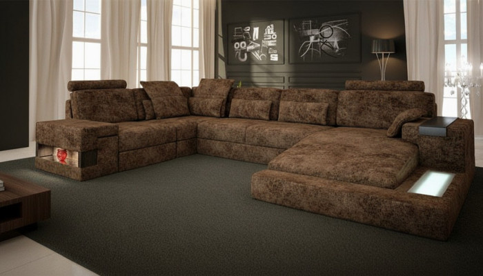 Narożnikowa kanapa Kształt U Sofa Couch Design Couch Włókienniczy Żywy krajobraz Funkcja łóżka Materiał