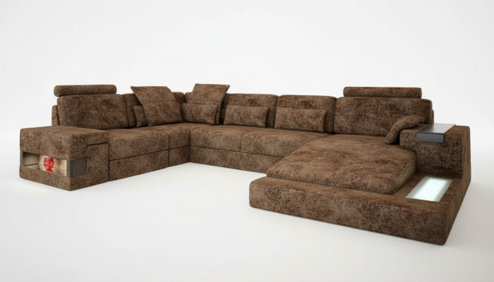 Narożnikowa kanapa Kształt U Sofa Couch Design Couch Włókienniczy Żywy krajobraz Funkcja łóżka Materiał
