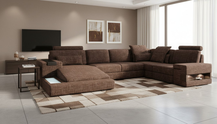 Narożnikowa kanapa Kształt U Nowoczesna Sofa Sofa skórzana Narożnikowa kanapa Podkładka Materiał Włókienniczy Design Sofa