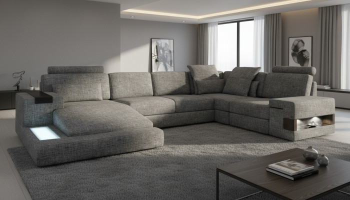 Narożnikowa kanapa Kształt U Design Nowoczesna Sofa Sofa Sofa Tekstylna Kanapa Żywy krajobraz New