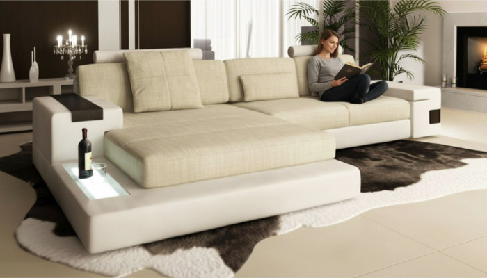 L-forma funkcji łóżka Sofy Tekstylne Skórzane Sofy Kanapy Sofa do spania Design Narożnikowa kanapa