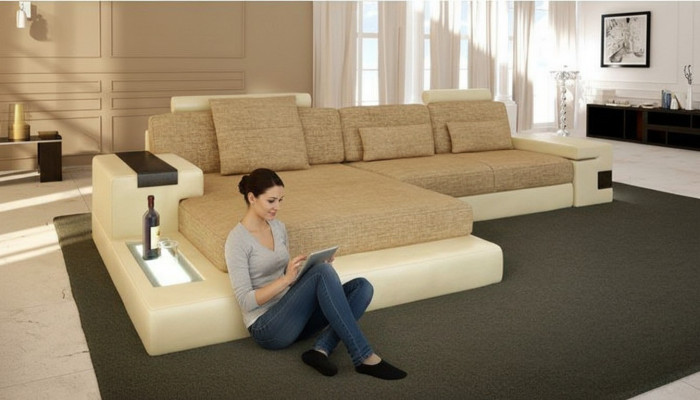 Sofa w kształcie litery L Couch Design Couch Włókienniczy Modern Podkładka Żywy krajobraz Narożnikowa kanapa Nowość