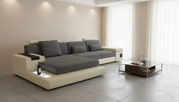 Luksusowa Sofa Narożnik Meble tapicerowane Salon L-Shape Nowoczesny Design Włókienniczy Materiał