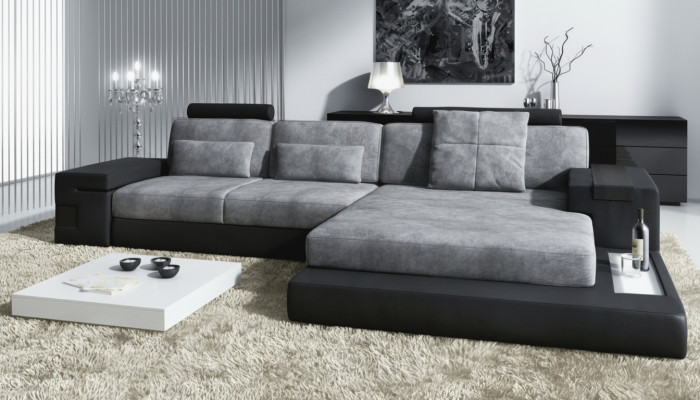 Narożnikowa kanapa salonowa w kształcie litery L Podkładka sofa tekstylna skórzana NOWOŚĆ Nowoczesna