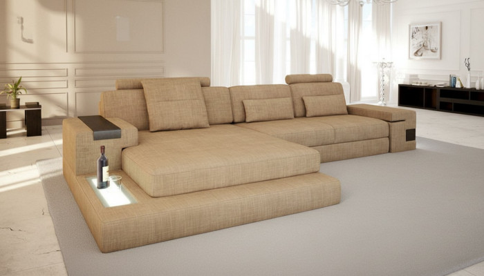 Design Nowoczesna sofa Materiał Brązowa Narożnikowa kanapa L Shape Couch Żywy krajobraz Sofa Narożnik Nowość