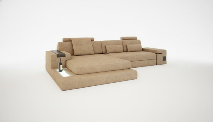 Design Nowoczesna sofa Materiał Brązowa Narożnikowa kanapa L Shape Couch Żywy krajobraz Sofa Narożnik Nowość