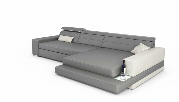 Kanapa XXL Narożnikowa kanapa Skóra Żywy krajobraz Sofa Design Nowoczesna sofa w kształcie litery L