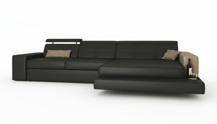 Narożnik kanapa Kanapa Podkładka Żywy krajobraz Narożnik Narożnik Skóra Sofa Czarny L Shape