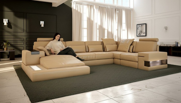 Design Podkładka Modern Skóra Funkcja łóżka nowy Materiał Narożnikowa kanapa Kształt U Sofa Couch