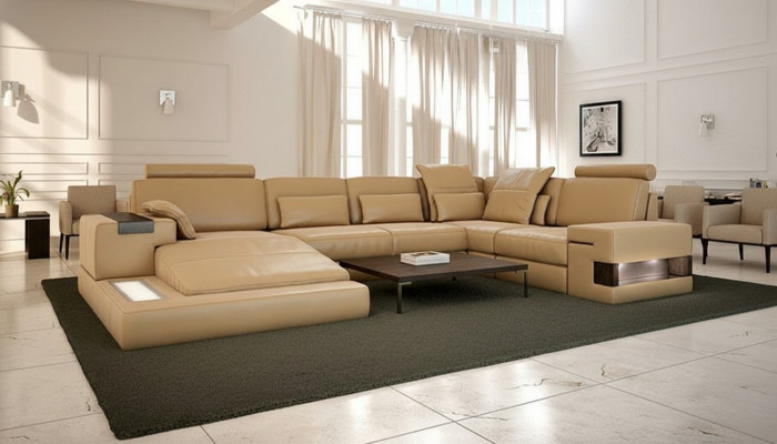 Design Podkładka Modern Skóra Funkcja łóżka nowy Materiał Narożnikowa kanapa Kształt U Sofa Couch