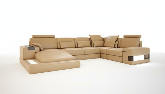 Design Podkładka Modern Skóra Funkcja łóżka nowy Materiał Narożnikowa kanapa Kształt U Sofa Couch