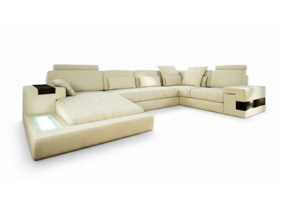 Kształt U Sofa Couch Design Podkładka Modern Włókienniczy New Żywy krajobraz Skóra Narożnikowa kanapa