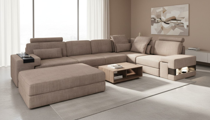 Żywy krajobraz Narożnikowa kanapa Zestaw wypoczynkowy w kształcie litery L Design Couch Włókienniczy Modern Podkładka Nowość