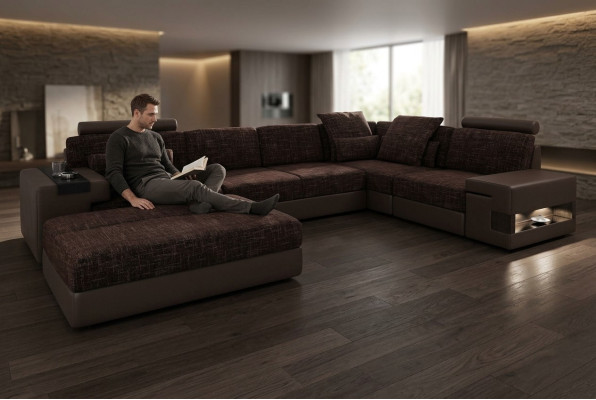 Podkładka Zestaw do Salonu w kształcie litery L Nowoczesna designerska sofa Narożnik z Stołek Meble