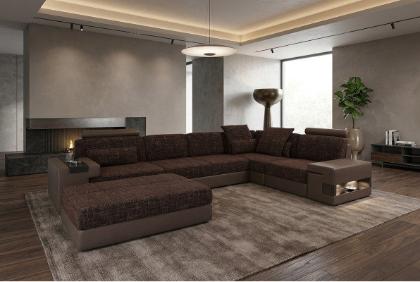 Podkładka Zestaw do Salonu w kształcie litery L Nowoczesna designerska sofa Narożnik z Stołek Meble