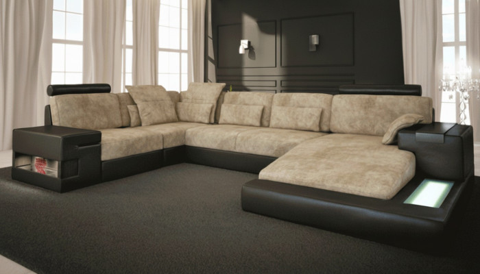 Narożnikowa kanapa Big Żywy krajobraz Sofa Podkładka Siedziba Skóra U Shape Living Room Nowość