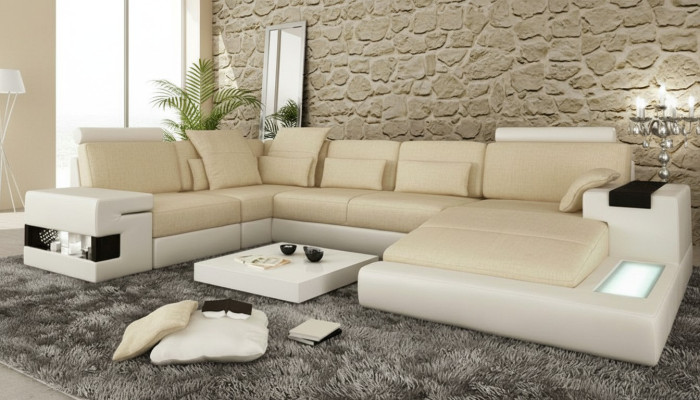 Narożnikowa kanapa Sofa Kształt U Sofa skórzana Sofa Żywy krajobraz Design Modern Sofa