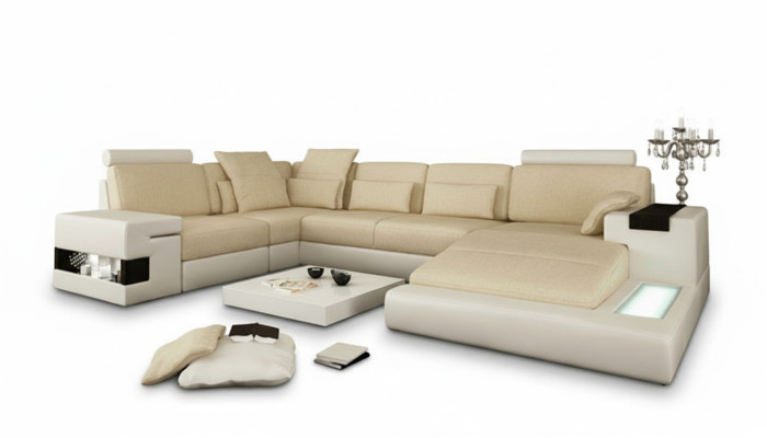 Narożnikowa kanapa Sofa Kształt U Sofa skórzana Sofa Żywy krajobraz Design Modern Sofa