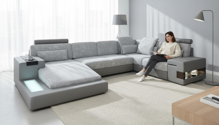 Kształt U Meble Sofa Funkcje Podkładki Włókienniczej Moden Design Narożnikowa kanapa Nowa Sofa