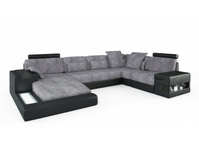 Designerska Nowoczesna Luksusowa Sofa Włókiennicza Kształt U Meble z łóżkiem Funkcje szara NOWOŚĆ