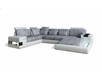 Nowoczesna sofa włókiennicza Kształt U Meble z łóżkiem Funkcje Schowek Szara NOWOŚĆ